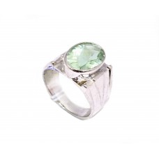 Handmade Men's Ring 925 Sterling Silver Natural Green Amethyst Gem Stone
